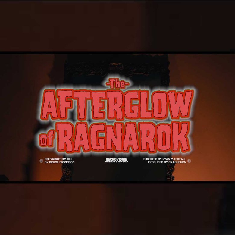 Red text on a screen saying 'The Afterglow of Ragnarok'