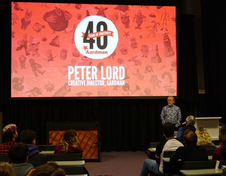 Peter Lord giving a lecture