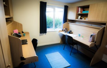 Twin room desks at Glasney Student Village 