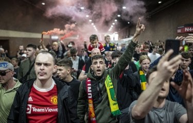 Manchester United Fans protest before a premier league game after the club’s proposed super league ventures. The fans are asking for the Glazer Family to sell the club.