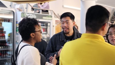 International students chatting in a group