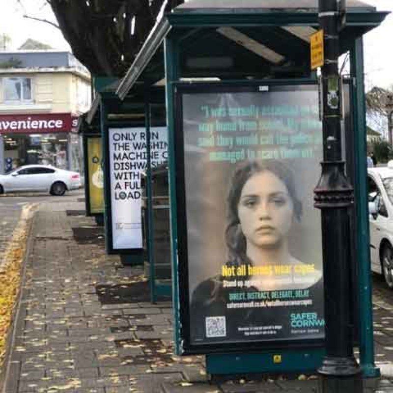Justyna Skowronska's Safer Cornwall campaign bus stop advert 