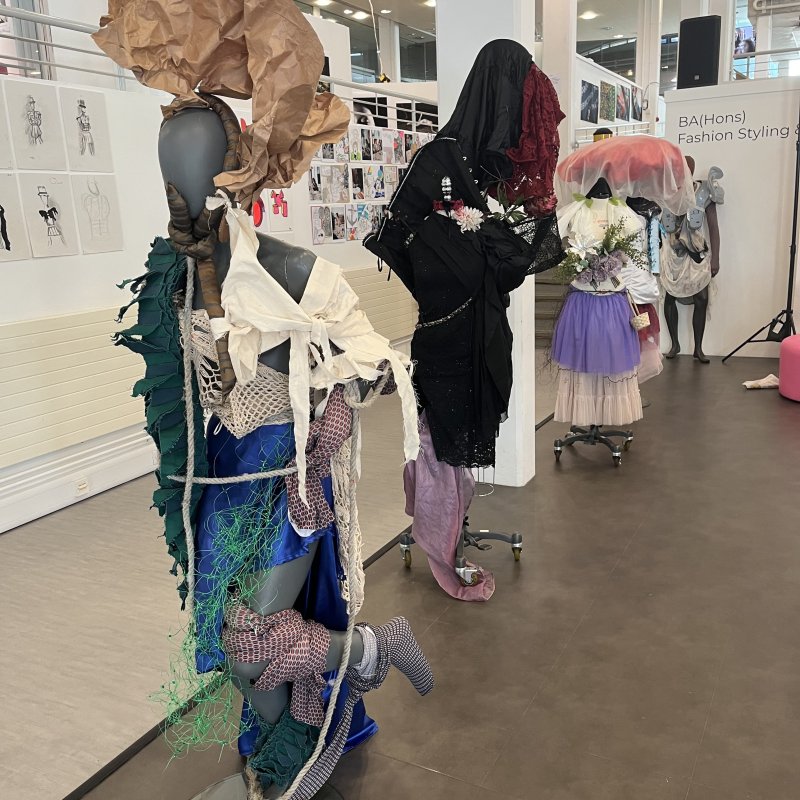 Fashion styling displays created by National Saturday Fashion & Business Club members