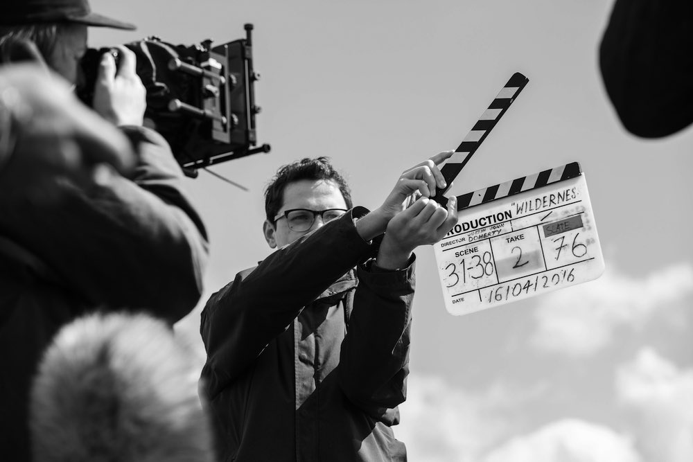 Falmouth University Film student using a clapperboard