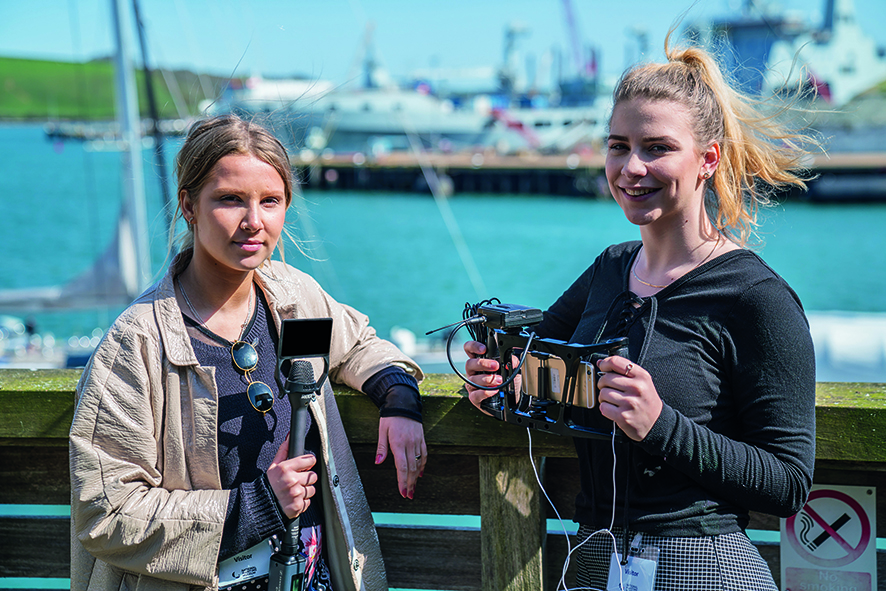 Sports Journalism Students at Falmouth Harbour 
