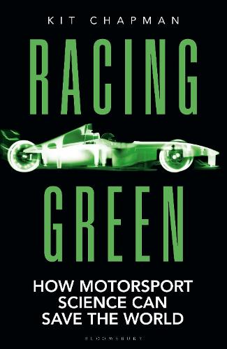 Black book cover with the words 'Racing Green' written in green, and a green and white illustration of a racing car.