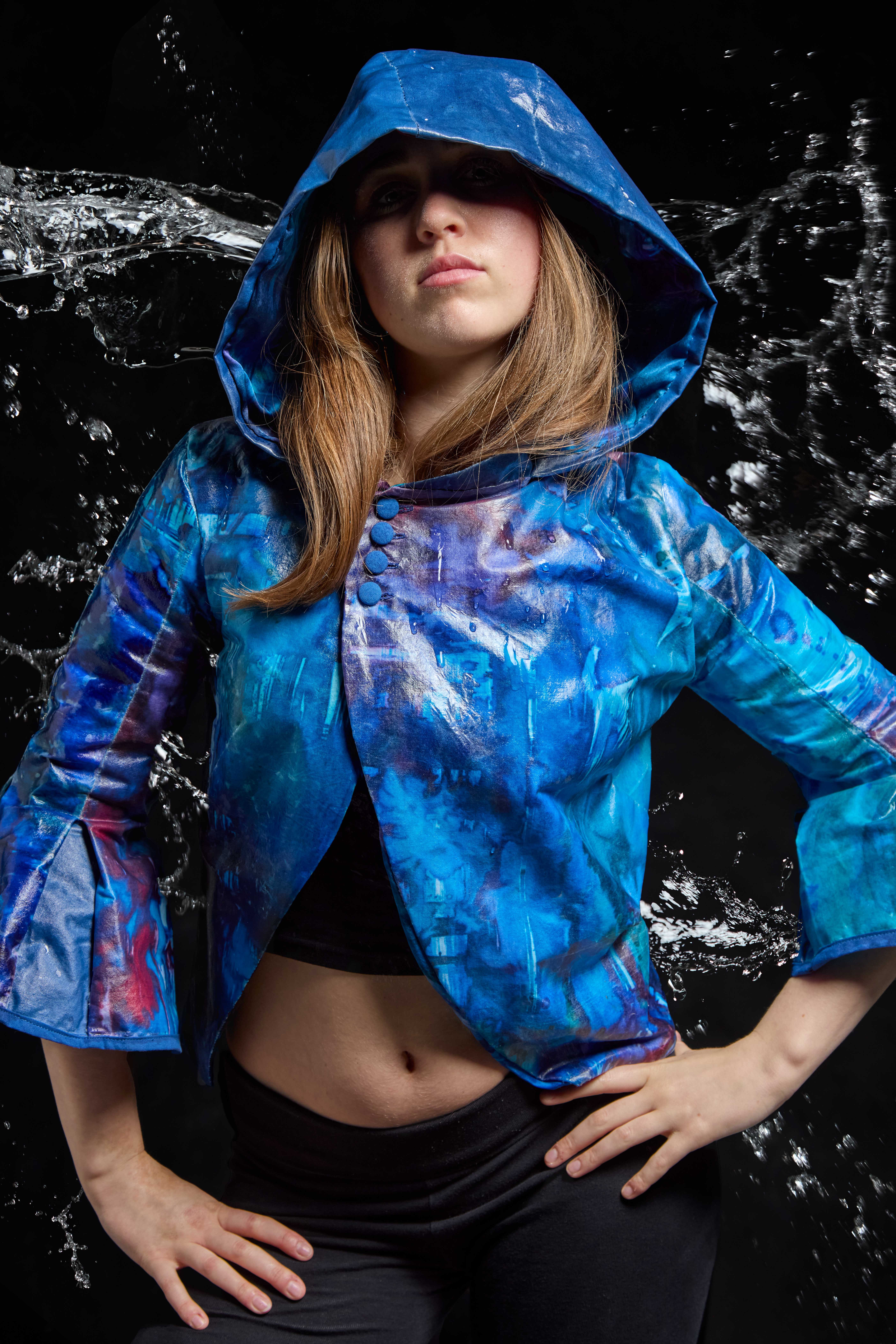 A woman wearing a seaweed jacket