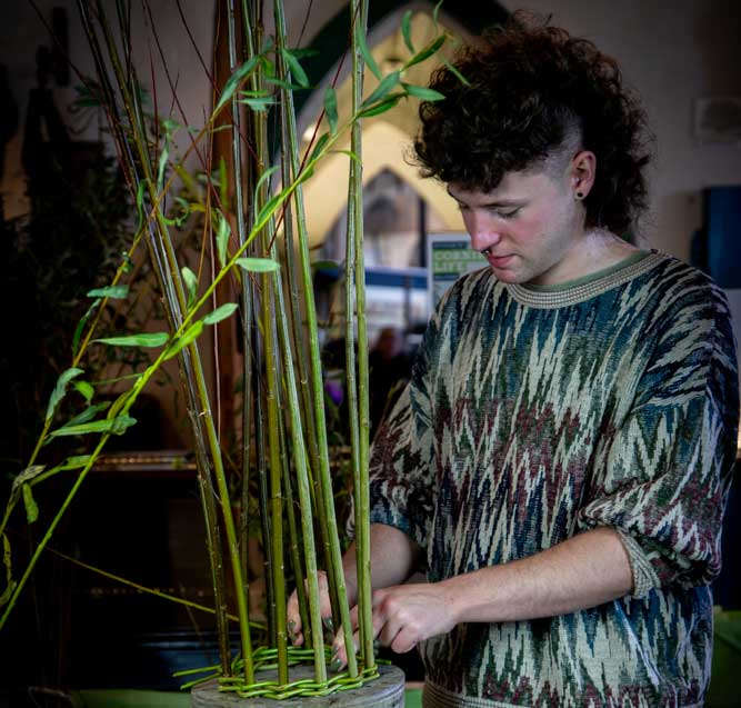 A textiles student in the workshop