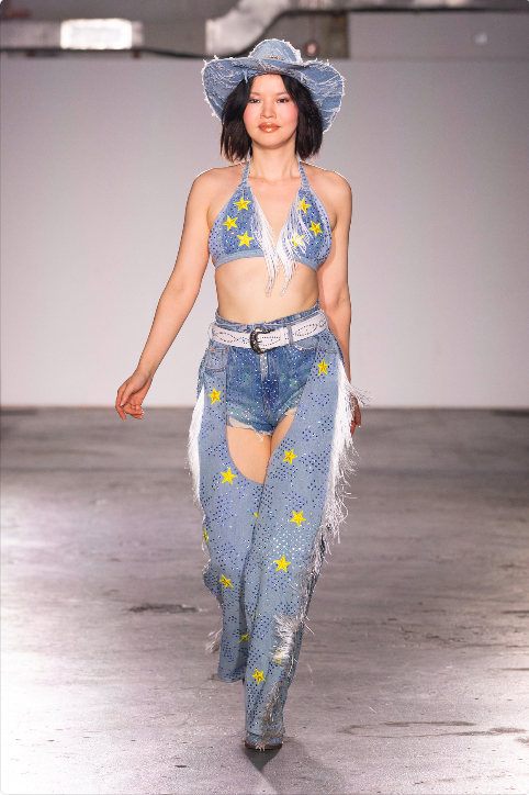 A woman on a catwalk