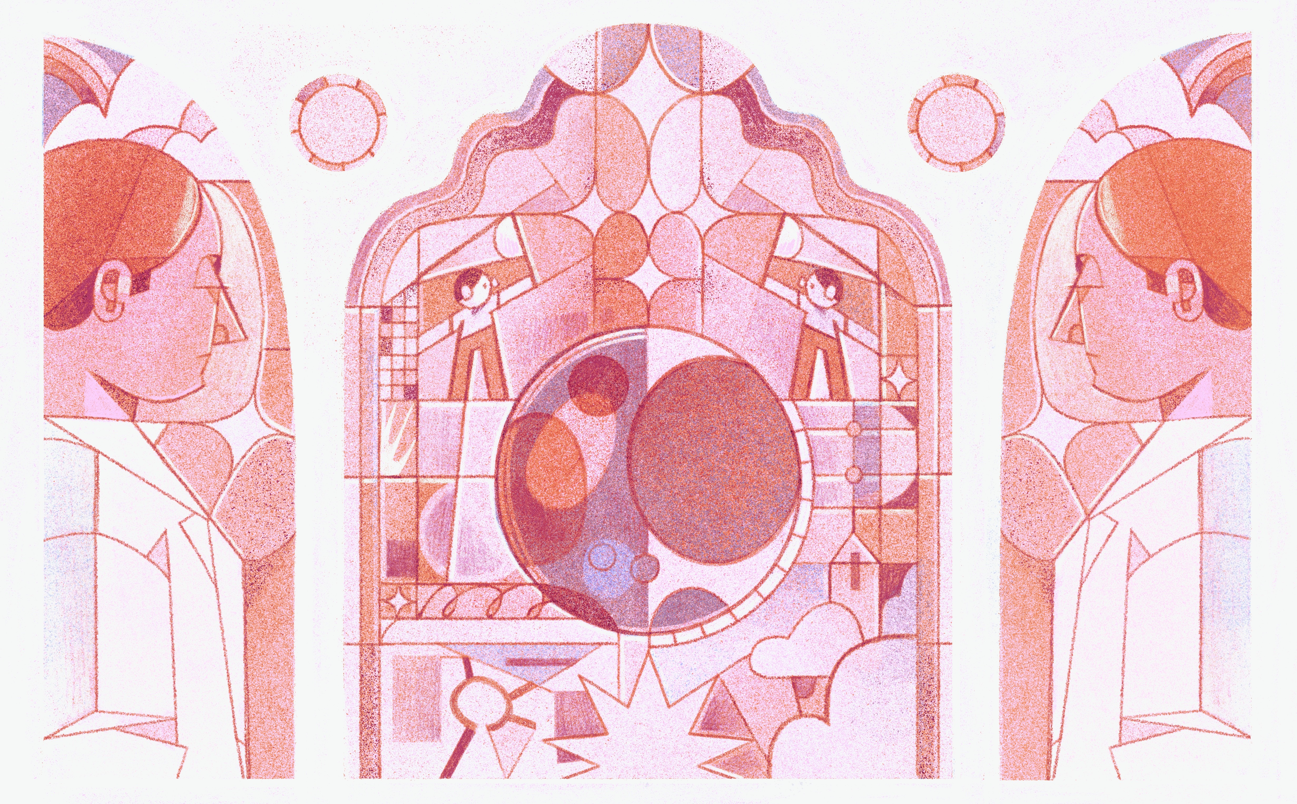 An illustration in pink