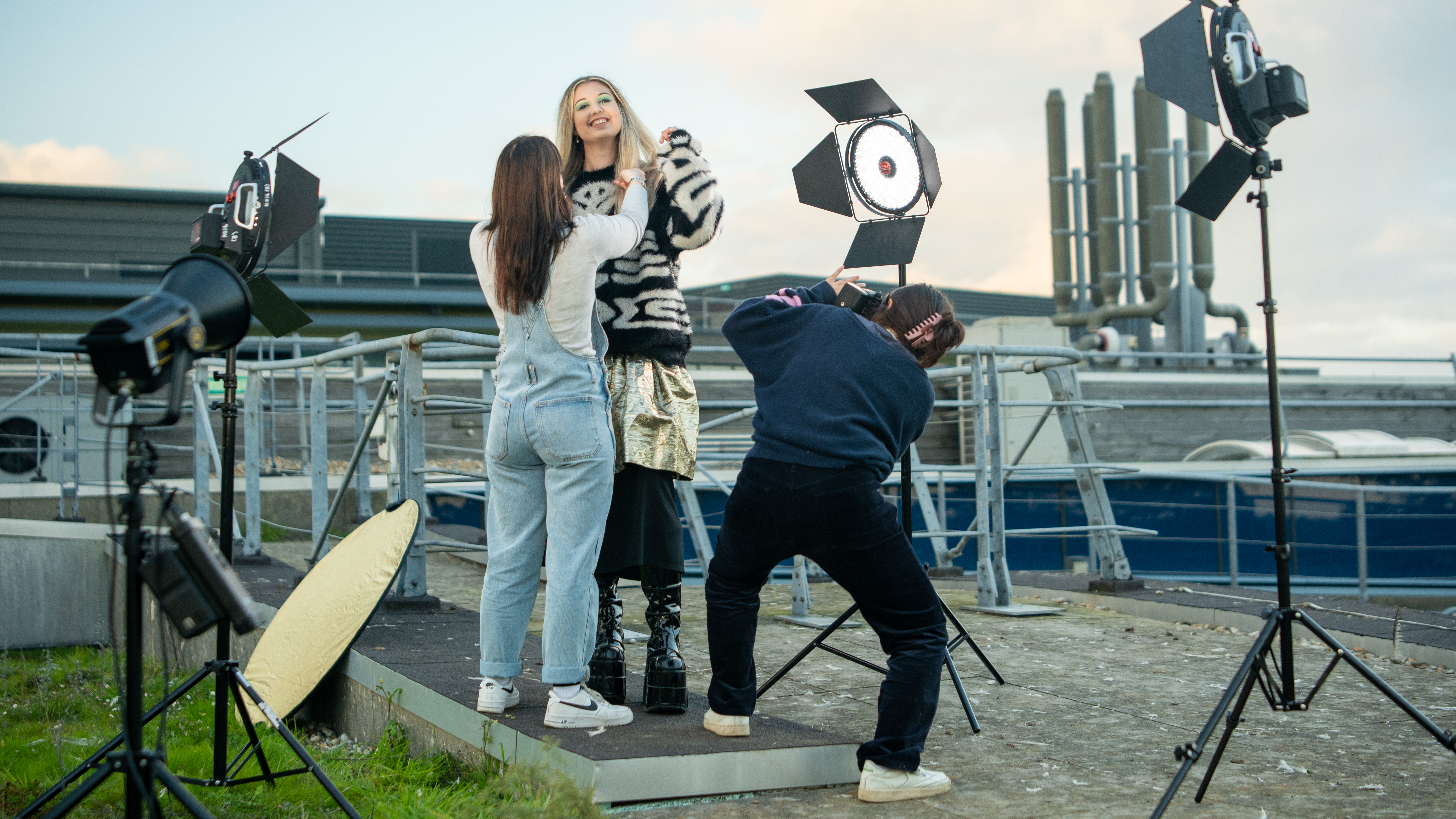 Students conducting a shoot on Penryn Campus