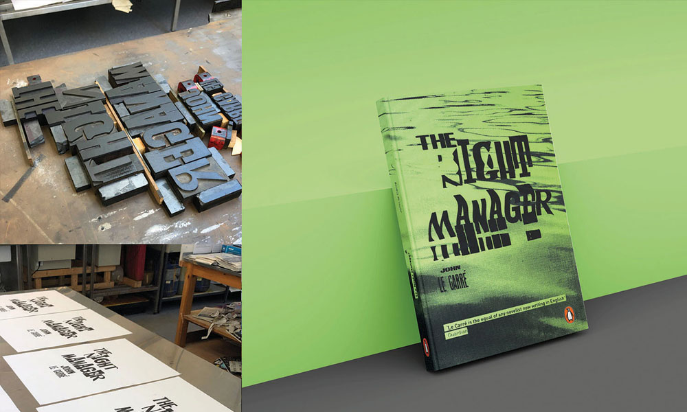 Book cover design with 'The Night Manager' title and letter press letters