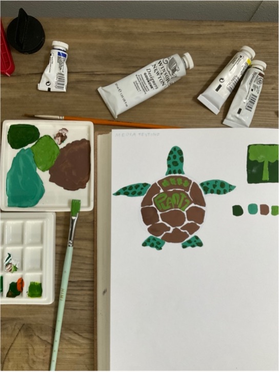 Image of a turtle drawing on white paper