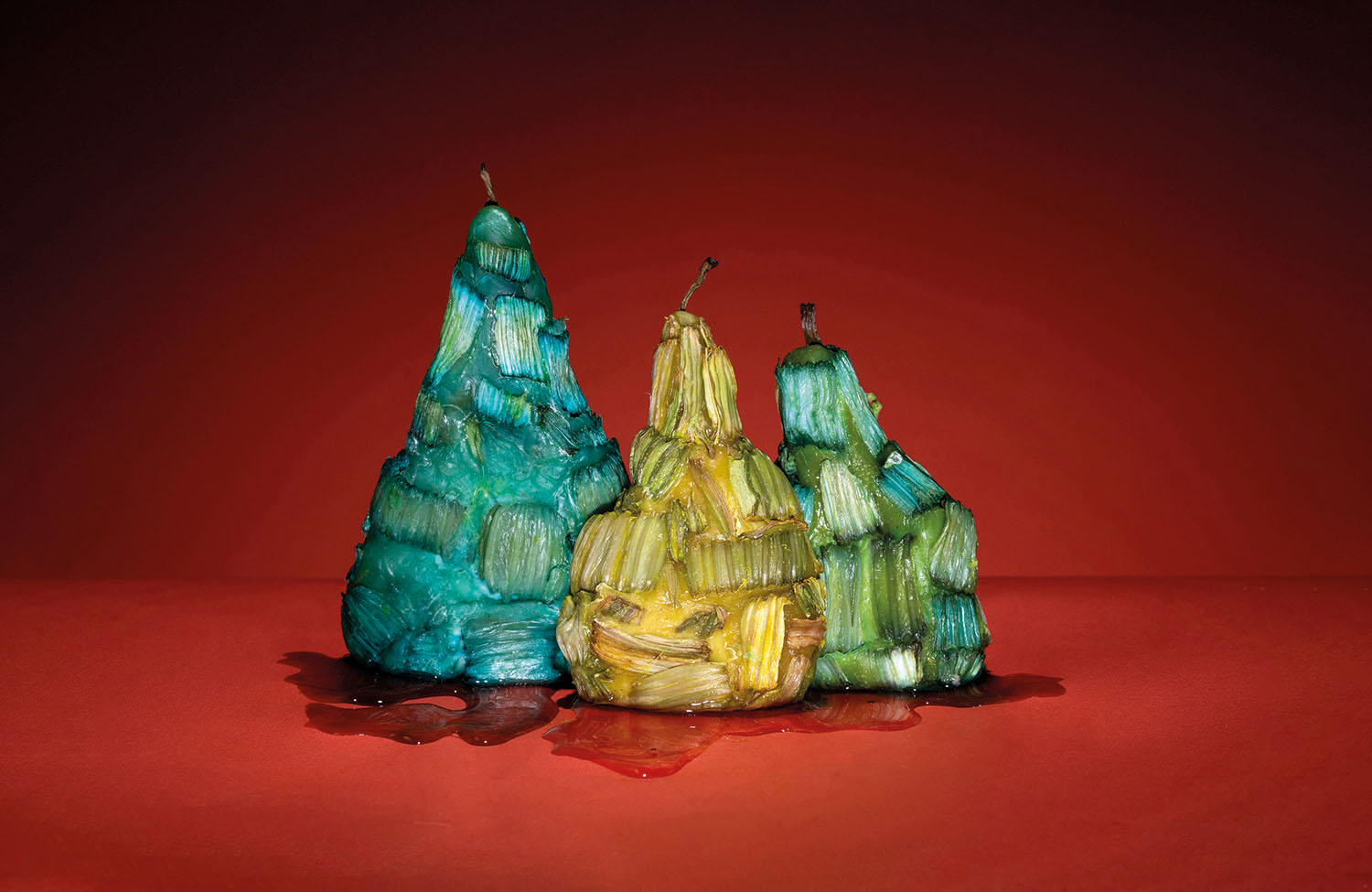 Crystal pears in studio setting