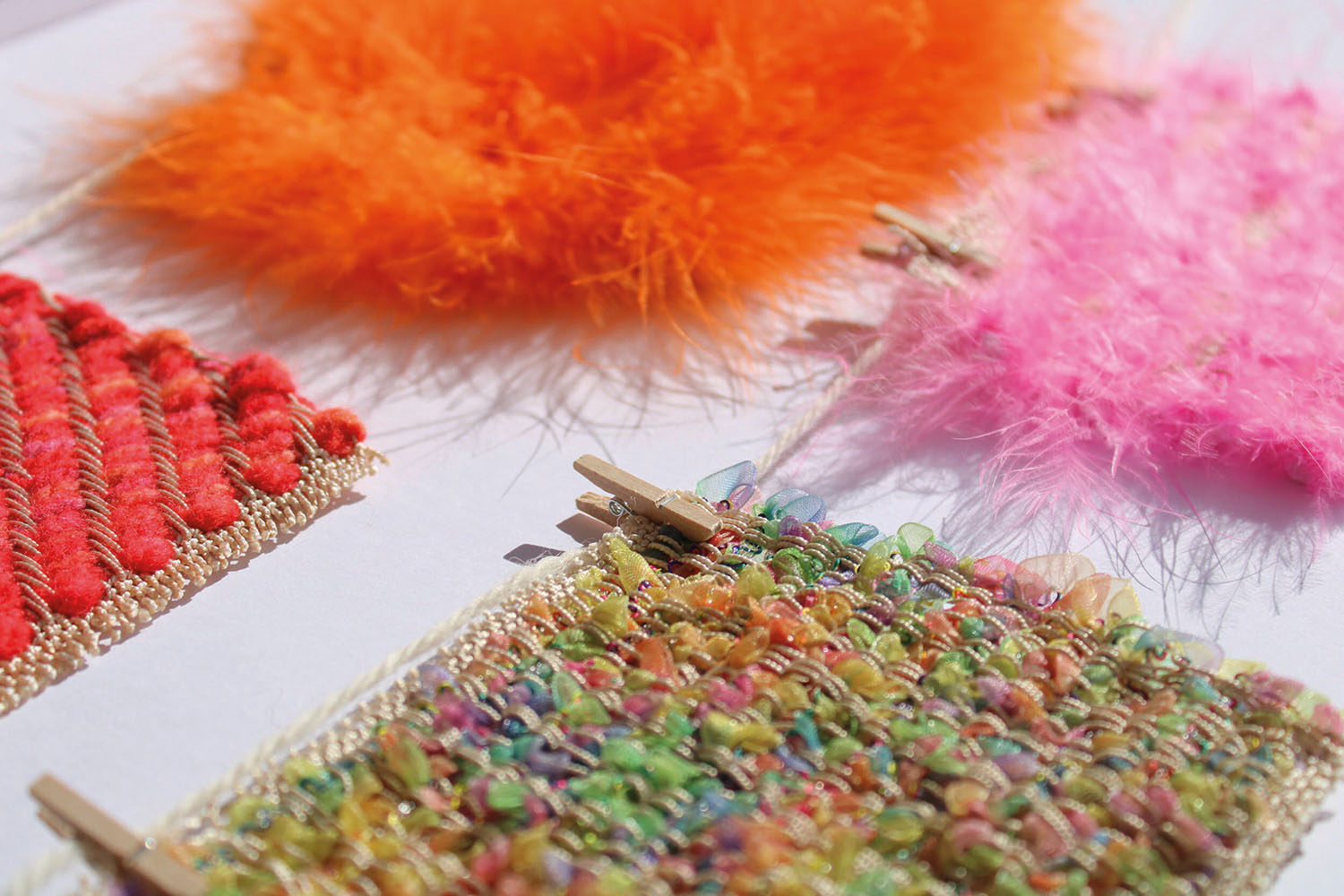Samples of textiles in different colours