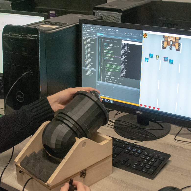 Games student using cannon controller