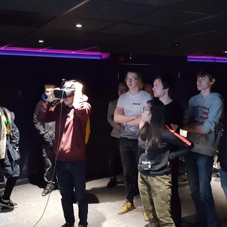 Games Academy students using virtual reality kit