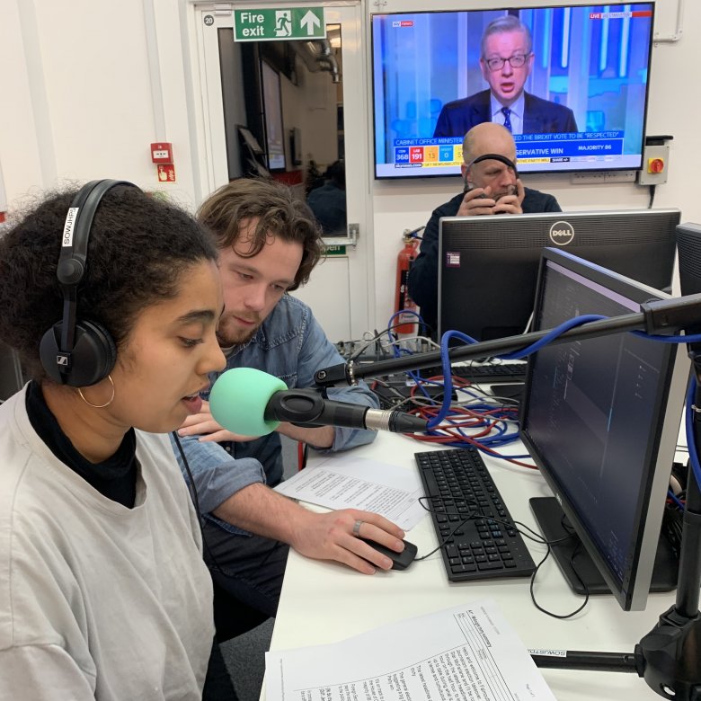 Journalism students in the newsroom