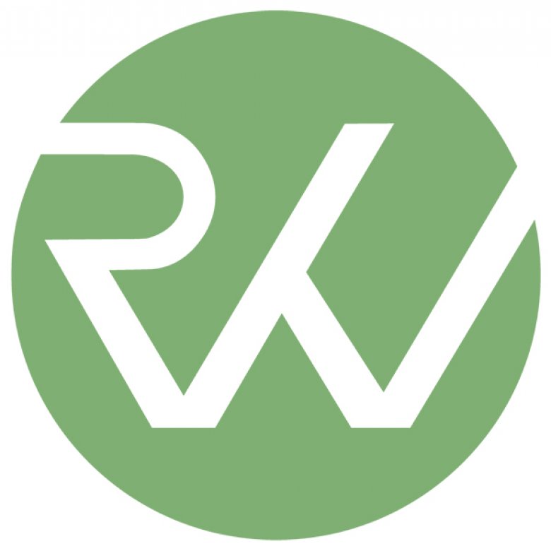 R W on green background circle