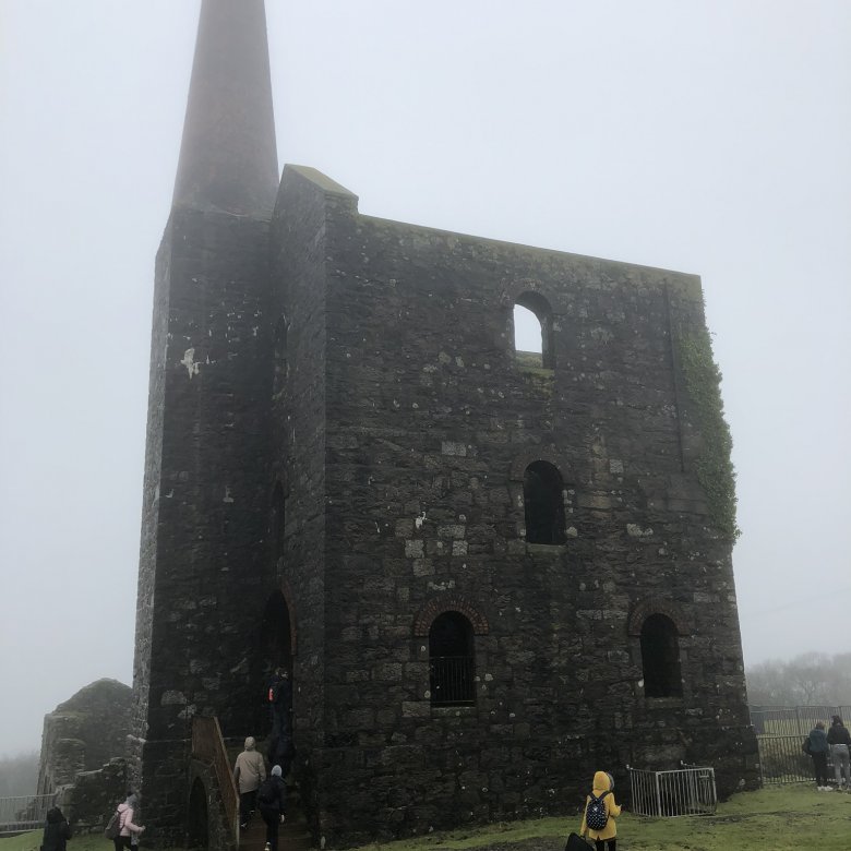 Outside the Bodmin Engine House with students