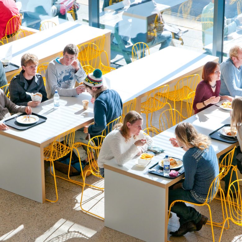 Penryn Campus Stannary interior with students dining