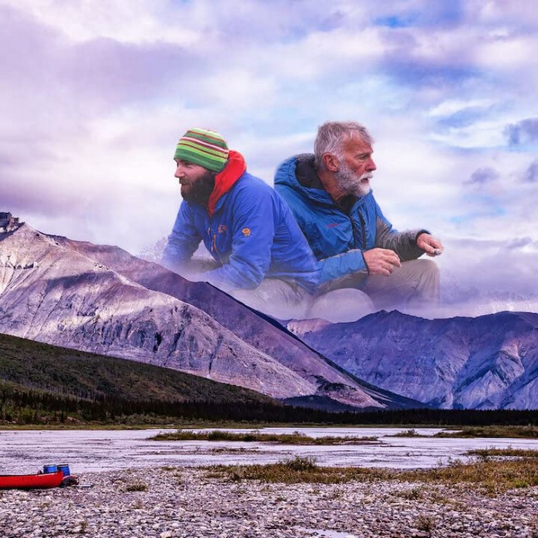 Chris and Niall Lucas overlayed on mountains