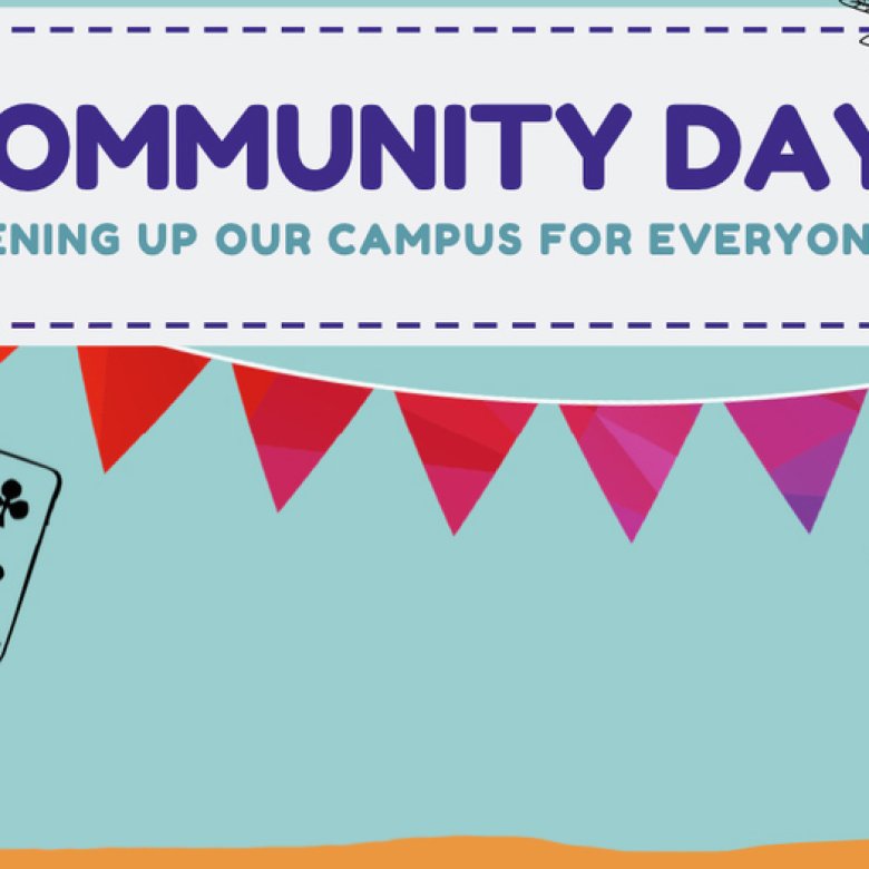 Illustrated poster for Community Day event at Falmouth University