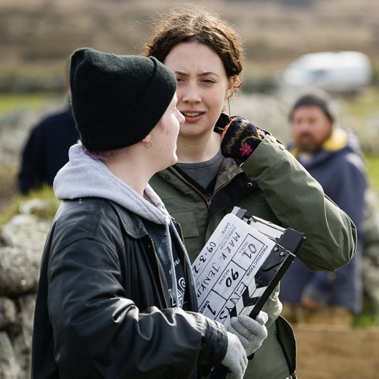 Students on a production shoot for film Enys Men