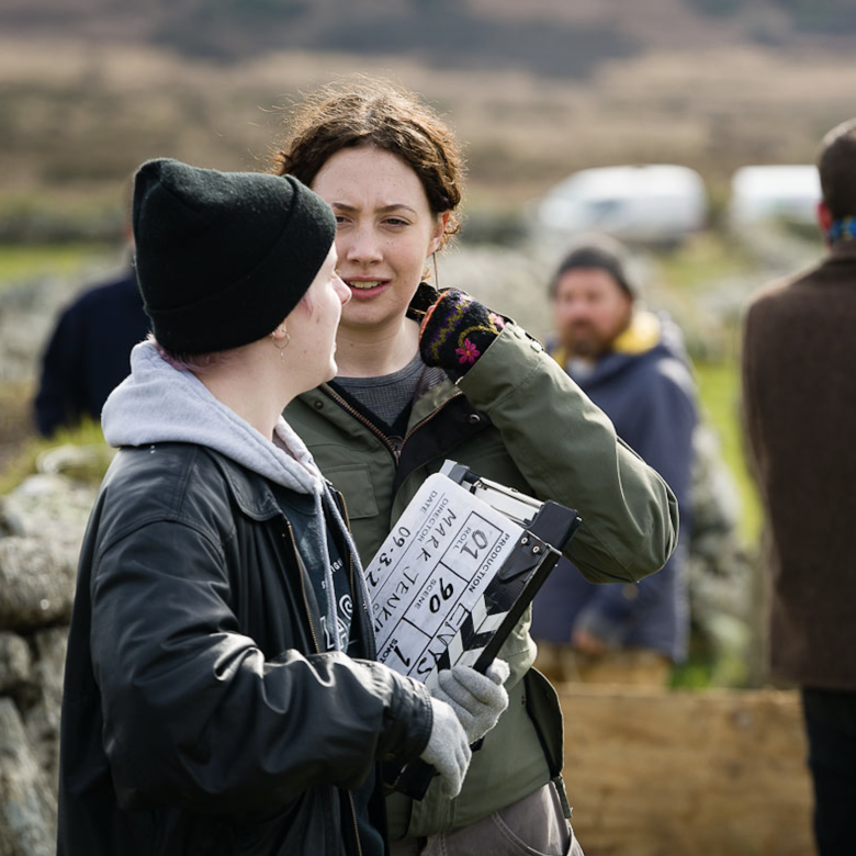 Students on a production shoot for film Enys Men