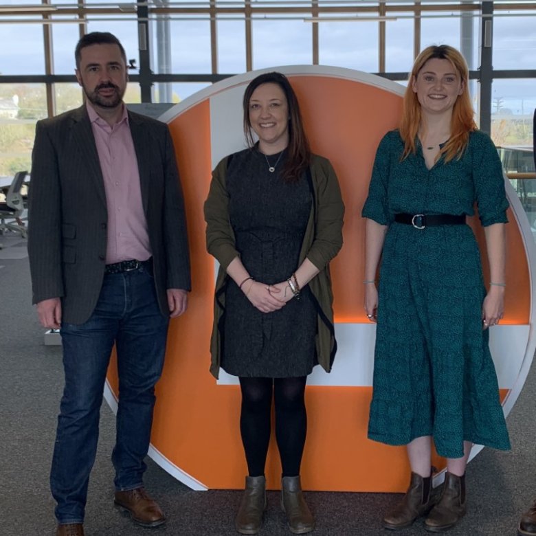 (l-r) Hamish McAlpine, Natalie and Corin from Kevri and Falmouth University's Robin Kirby