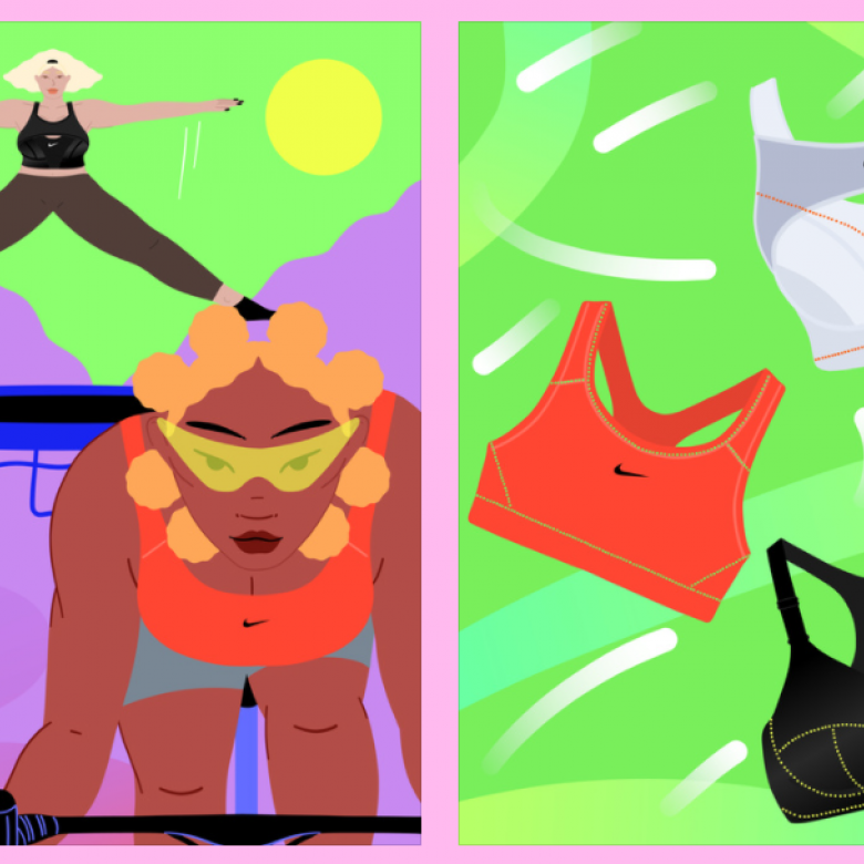 Illustration of women doing sports in Nike clothing, by Ana Jaks for Nike's NAQs series