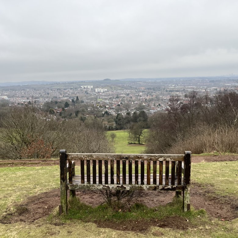 A bench in a park in Birmingham