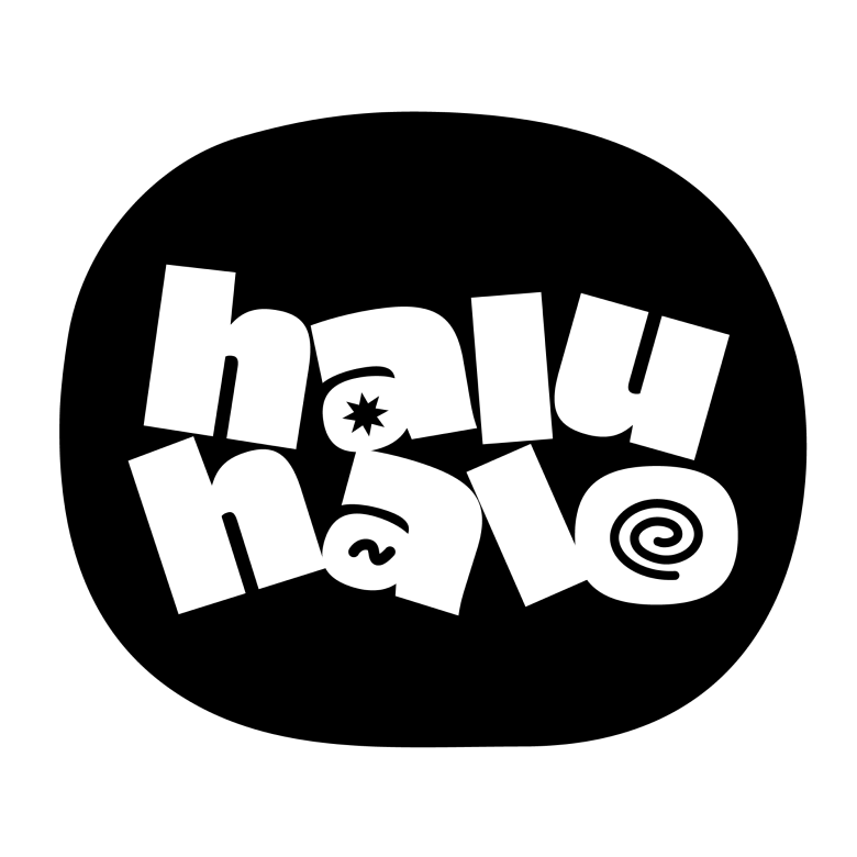 The words 'haluhalo' on a black circle in white font