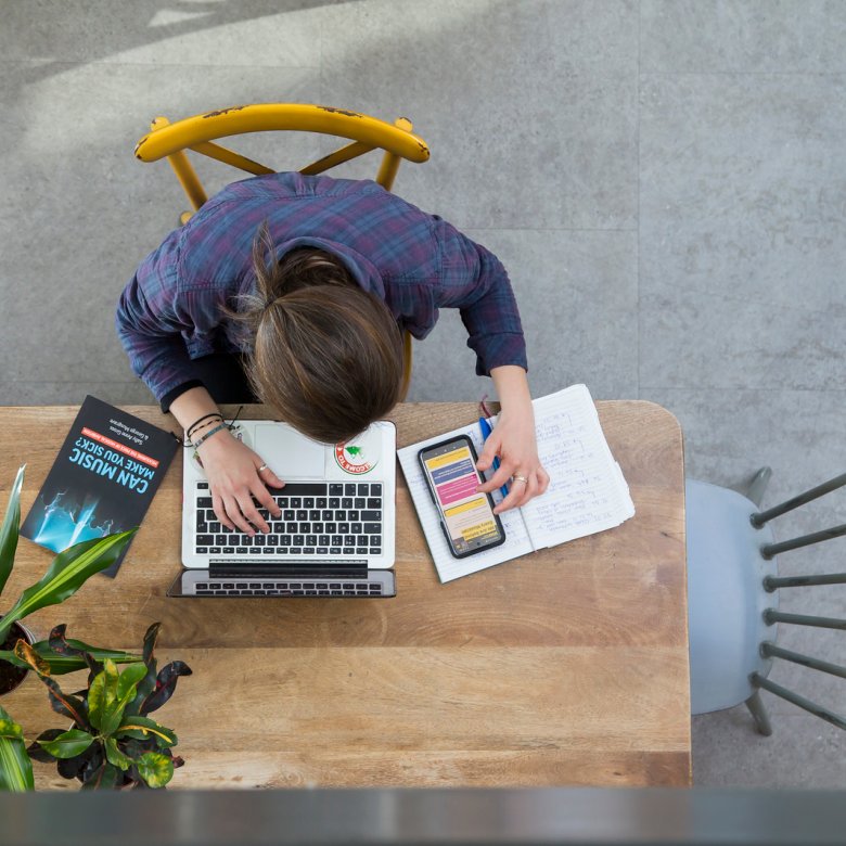 Online student working at their desk