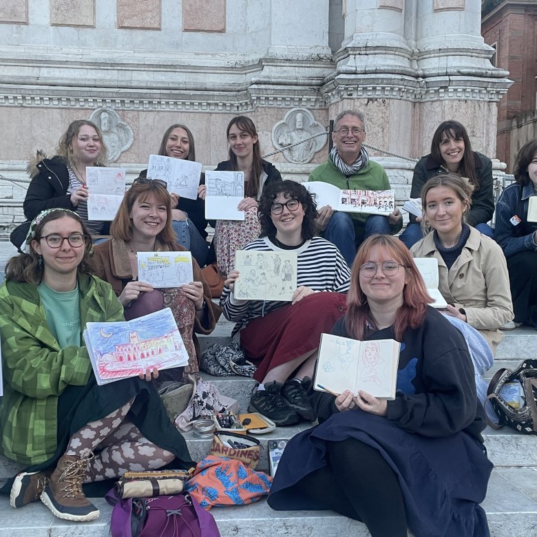 A group of people at an Illustration festival