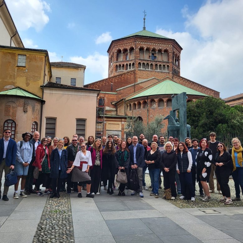 Group photo of Writing for Script & Screen MA (Online) students and staff in Milan