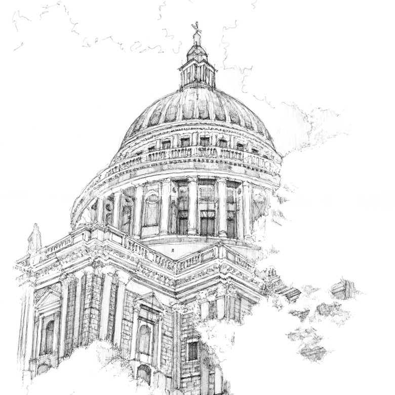 Pencil sketch of St Paul's Cathedral
