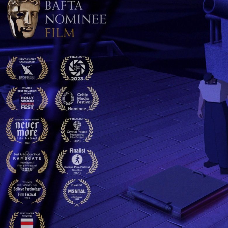 Image from Middle Watch Animation with list of festivals and award wins including BAFTA nomination