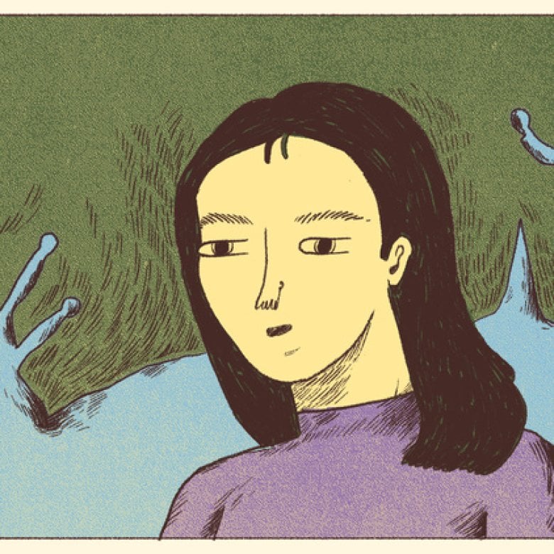An illustration of a woman with long hair