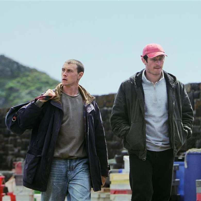 George Mackay and Callum Turner on set of the Rose of Nevada