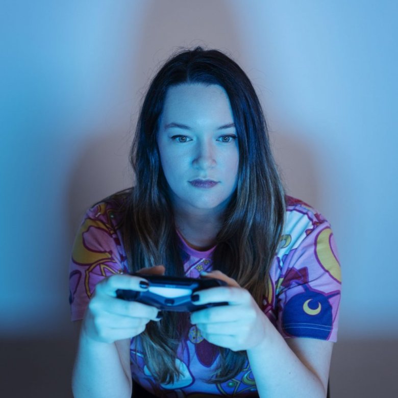 A woman playing a video game