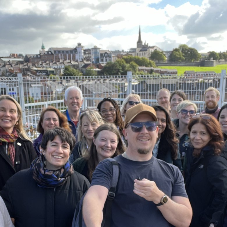 A group of staff and students from Falmouth University's online Fine Art MA