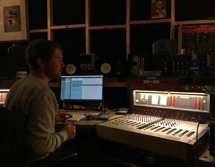 Creative Music Technology student Jack O’Hea in the studio