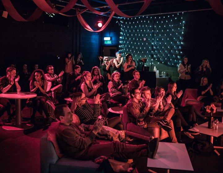 Audience members at burlesque night hosted by Creative Event Management students