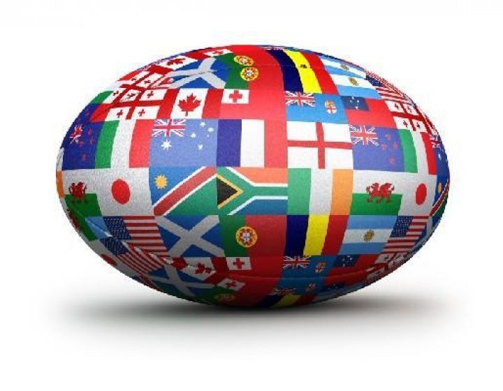 Sphere made up of flags of the world.