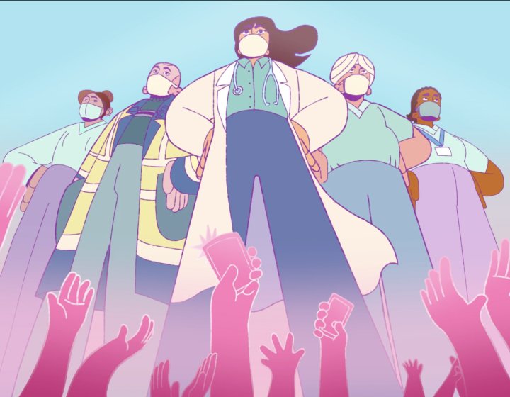 Screenshot from the animation - key workers