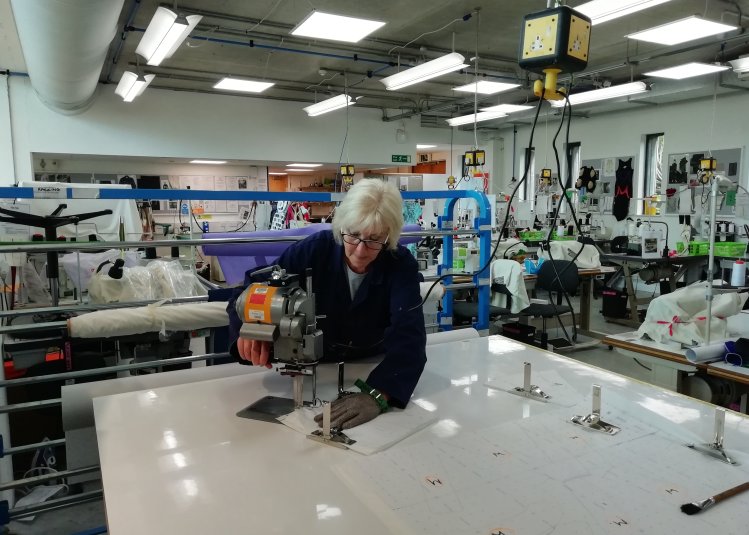 Staff at Falmouth making PPE