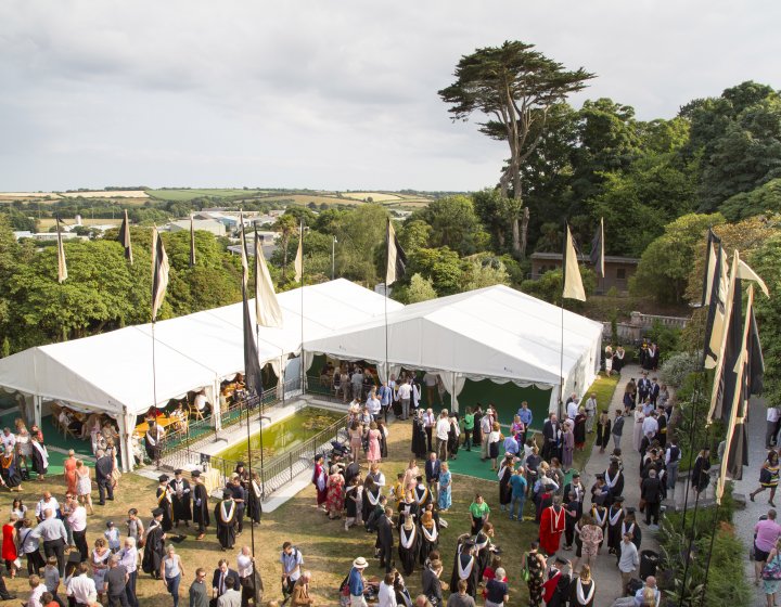 Graduation 2018 crowds on Penryn Campus.