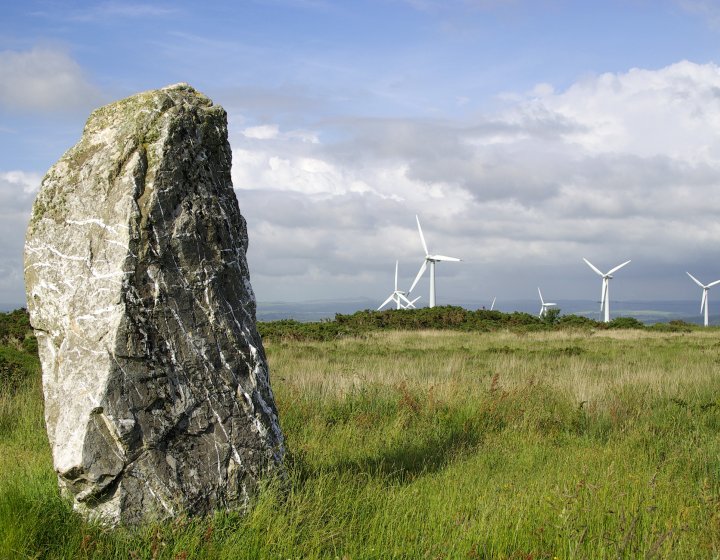 Landscape image of wind turbines 