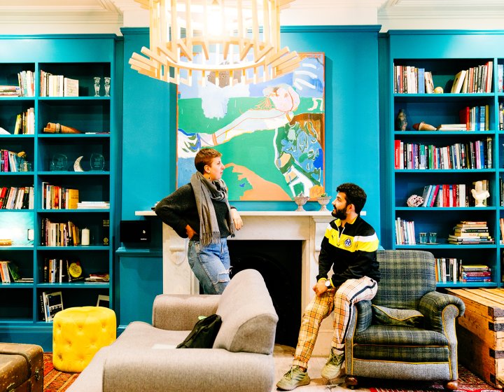 Two students talking in the Lighthouse
